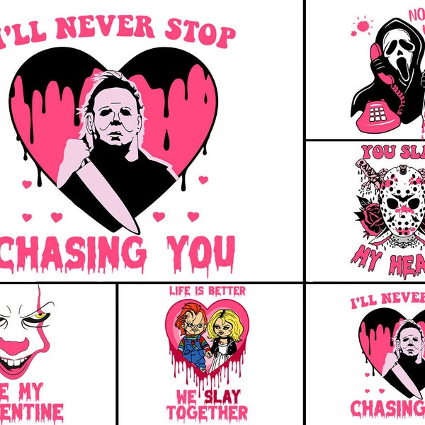 Horror Valentine Bundle Svg, Valentine Killer Story Png, Be My Valentine Png, Horror Characters Instant Download, No You Hang Up, Horror Svg