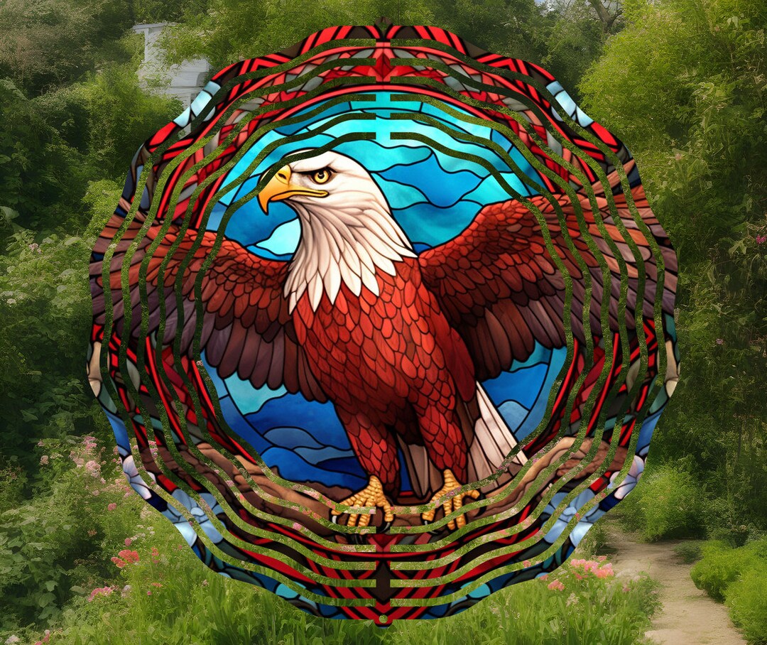 Eagle Stained Glass Wind Spinner Png Sublimation Design Etsy
