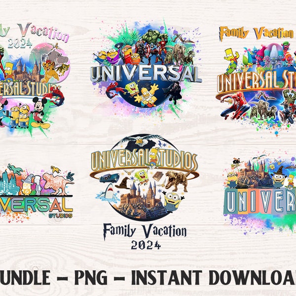 Pack Universal Studio 2024 png, Voyage en famille 2024 png, voyage Universal Studios, pack universel png, sublimation design, téléchargement png
