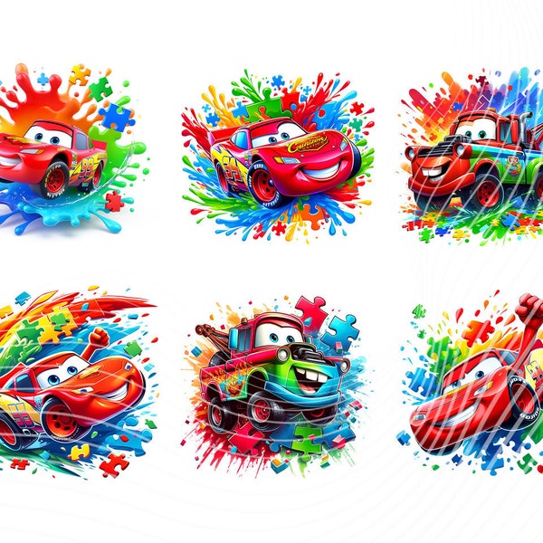 Cartoon Autism Cars Png Bundle, Cartoon Autism Awareness Png, Awareness Png, Be Kind Png, Puzzle Png, Autism Kid Png, Digital Download