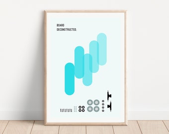 Skateboard Art Print - Board Deconstructed - Gift for Skater who loves skateboarding, Skate Love