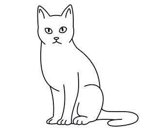 Cute Cat, Elegant Cat Line Art 5 Direct Downloads in Black & White SVG, PNG, Eps, dxf, jpg / digital download