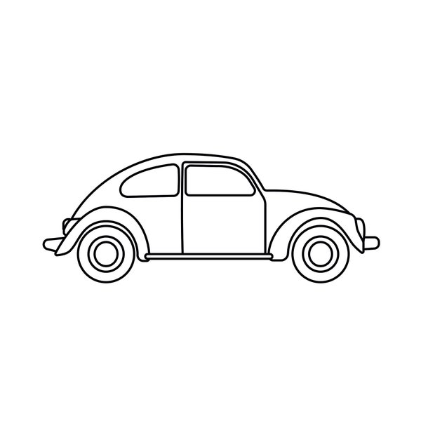 Stilvolles Auto Illustration, Auto "Käfer" Beetle als 5 digitale Downloads in Schwarz & Weiß SVG, PNG, Eps, dxf, jpg / digitaler Download.