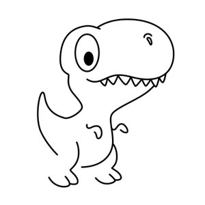 Śliczne Dino, grafika liniowa T-Rex 5 bezpośrednich plików do pobrania w czerni i bieli SVG, PNG, EPS, DXF, jpg/pobieranie cyfrowe