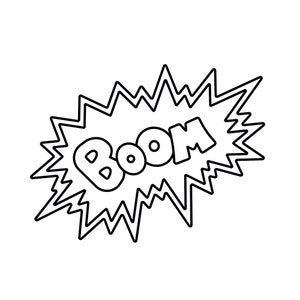 Powerful BOOM! Graffiti Line Art - 5 Black & White Digital Downloads SVG, PNG, eps, dxf, jpg / Digital Download