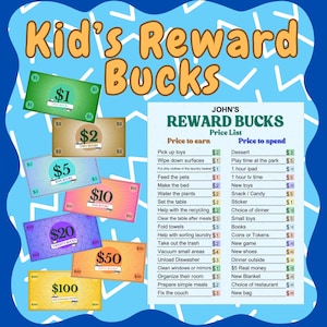 Editable Kids Reward Bucks | Printable Mom Bucks | Chore & Behavior Incentive System | PDF Play Money | Instant Download