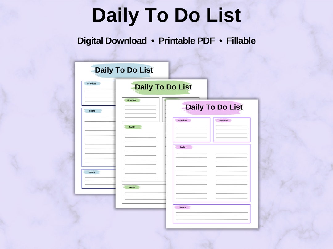 To do list fillable printable pdf instant download etsy