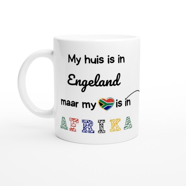 Personalised Afrikaans Mug - My hart is in Afrika, South African gift mug, customise with your own text