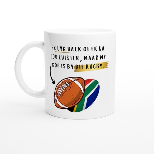 Tasse afrikaans, tasse de rugby, tasse SAFFA, cadeau sud-africain, cadeau de la fête des Pères, cadeau d'anniversaire, Springbok, Bokke, cadeau de rugby