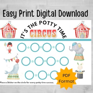 Printable Potty Training Charts for Toddler Fun Unique Potty Time Chart featuring Circus Quick Easy Print Potty Training Tracker for Kids