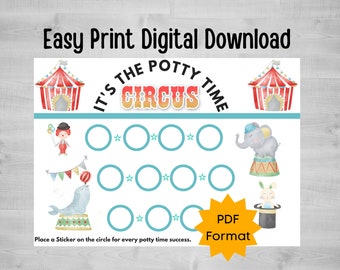 Printable Potty Training Charts for Toddler Fun Unique Potty Time Chart featuring Circus Quick Easy Print Potty Training Tracker for Kids