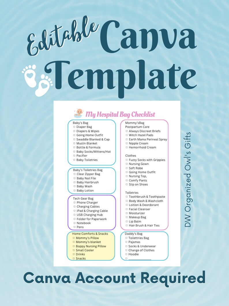 Hospital Bag Checklist Guide Printable Birth Checklist Hospital Bag Packing List Go Bag