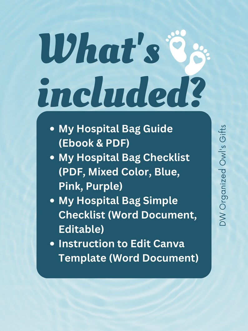 Hospital Bag Checklist Guide Printable Birth Checklist Hospital Bag Packing List Go Bag