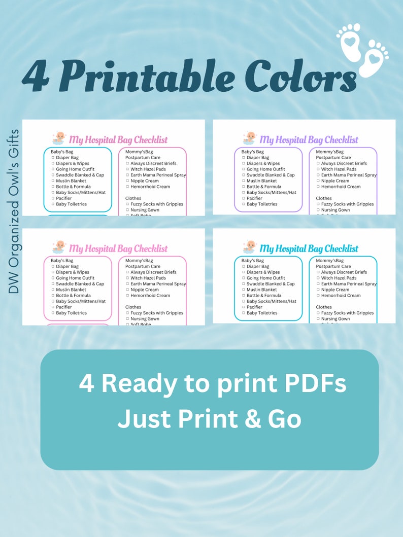 Hospital Bag Checklist Guide Printable Birth Checklist Hospital Bag Packing List Go Bag