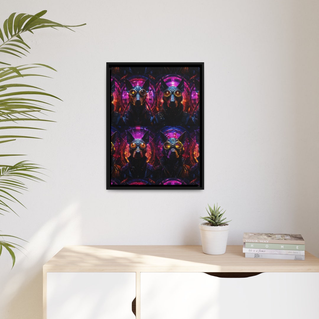 Cyberpunk Neon Doberman Aesthetic Pet Wall Art Gift Ideas Premium ...