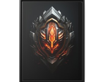 PremiumGoodz Shield | Aesthetic Wall Art | Modern Gift Ideas | Premium Gallery Canvas, Black Vertical Frame