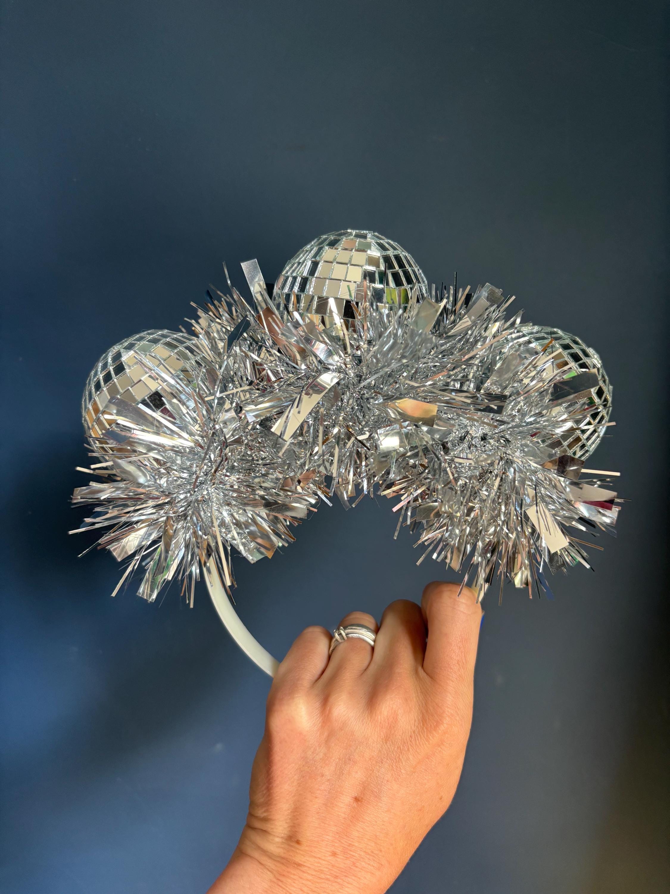 Silver Disco Ball Tinsel Headband Holiday Time - Brandclub - Christmas Headband with Disco  main image 3