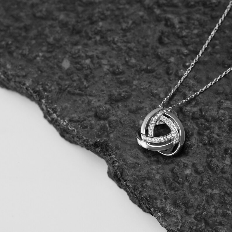 Women's Love Knot Necklace, 925 Sterling Silver, Bold Necklace, Silver