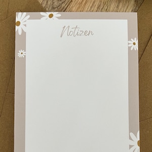 Notizblock Daisy | Hochwertiger Notizblock mit Gänseblümchen | 120g Papier | 50 Blatt