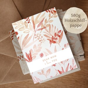 Postkarte für Muttertag "DEAR MOM I love you" | Karte für die beste Mutter zum Geburtstag oder Muttertag aus hochwertiger Holzschliffpappe