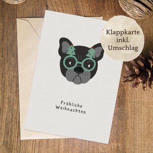 Klappkarte Weihnachten | Fröhliche Weihnachten mit Bulldogge | aus hochwertigem Naturpapier