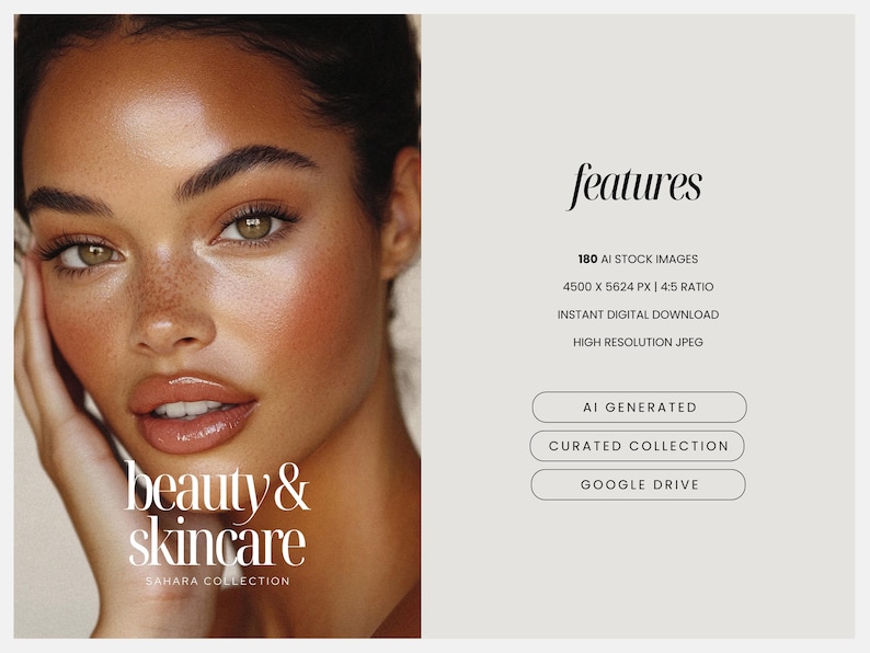 Aesthetic Skincare Stock Photos, Esthetician Social Media, Beauty Instagram Templates, Flawless Healthy Glowing Skin, AI Beauty Stock Images image 2