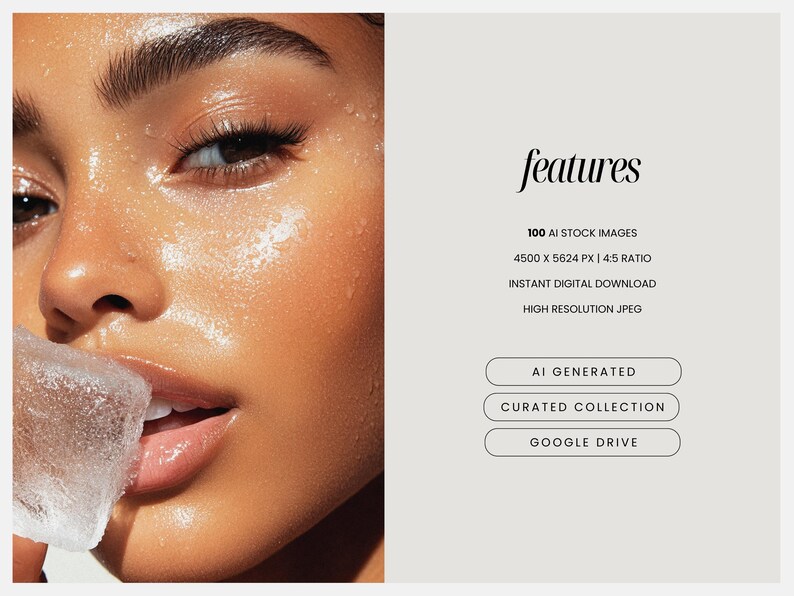Skincare Stock Photos, 100 AI Aesthetic Beauty Images, Esthetician Medspa & Beauty Salon Branding, Skin Care Instagram Marketing Templates image 2