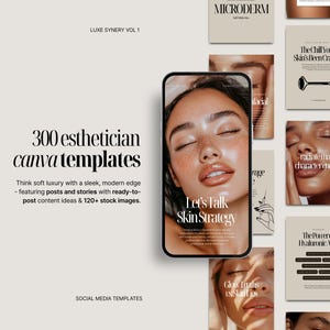 300 Esthetician Skincare Instagram Template Luxury Aesthetic Skincare Post Templates Dermatologist Medspa Social Media Bundle Canva Template