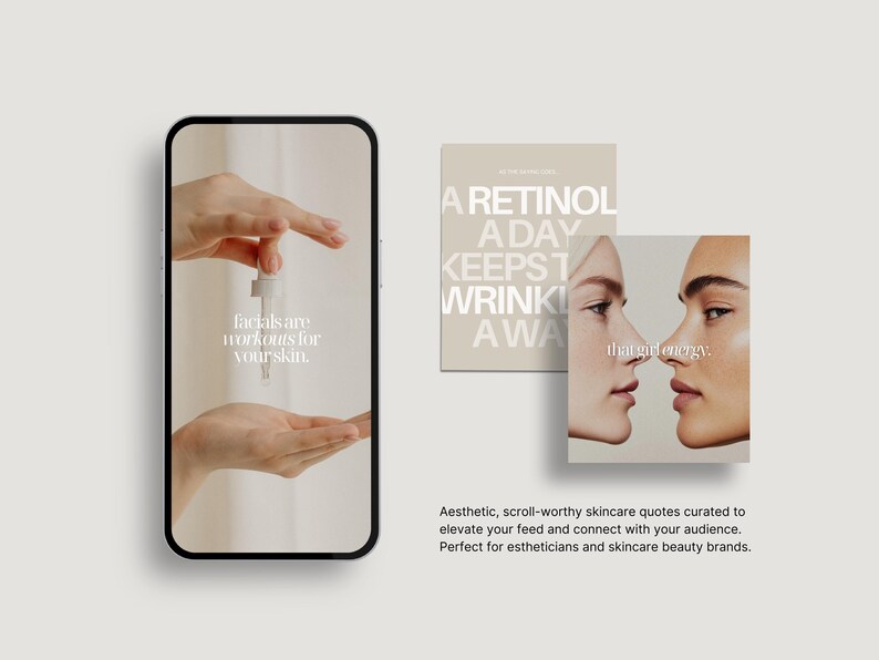 200 Skincare Quotes Instagram Templates, Esthetician Quote Posts Instagram Templates, Beauty Medspa Aesthetic Skincare Social Media Content image 2