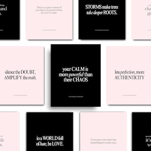 Instagram Inspirational Minimalist Quotes, Pink Quote Templates, Inspiring Instagram Post Story Template, Black Motivational Quote Templates