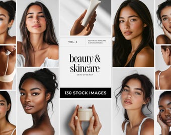 Natural Beauty Portrait Stock Photos, Aesthetic Skincare Stock Images for Beauty Salon Branding, Social Media & Skin Care Business