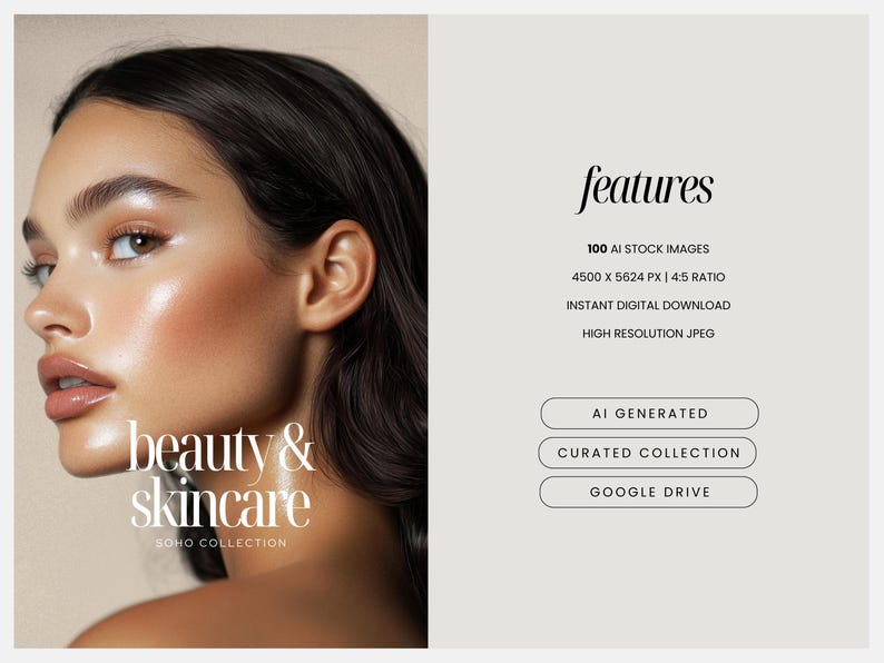 Diverse Skincare Stock Photos, Natural Beauty Portraits, Aesthetic Editorial Stock Images for Instagram, Beauty Salon & Esthetician Branding imagen 2