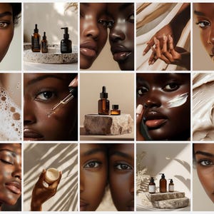 Melanin Skincare Stock Photos, Aesthetic Melanin Beauty Skin Care Stock Images for Esthetician Beauty Salon Social Media & Branding image 8