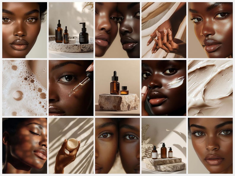 Melanin Skincare Stock Photos, Aesthetic Melanin Beauty Skin Care Stock Images for Esthetician Beauty Salon Social Media & Branding image 8