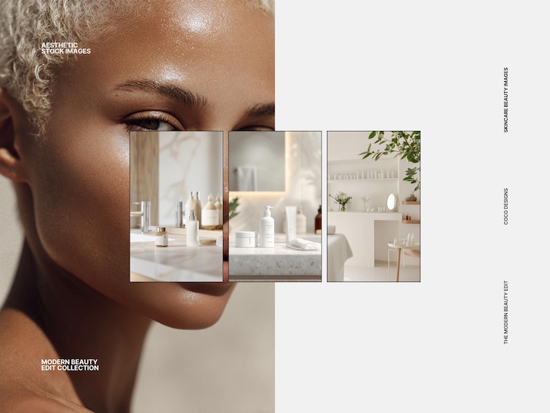 Natural Beauty Stock Photos, Editorial Diverse Skincare Portrait Images for Social Media Skin Care Beauty Salon Med Spa Esthetician, MRR PLR image 11