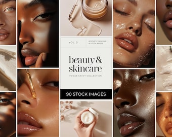Skincare Beauty Stock Photos, Social Media Instagram Beauty Stock Photo Collection, Diverse Women Stock Images, Skincare Product Photography