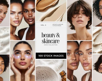 Skincare Beauty Aesthetic Stock Photos, Editorial Skin Care Product Images for Social Media, Instagram Beauty Image Template Bundle