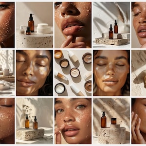 Melanin Skincare Stock Photos, Aesthetic Melanin Beauty Skin Care Stock Images for Esthetician Beauty Salon Social Media & Branding image 6