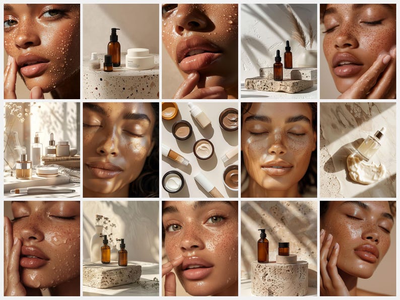 Melanin Skincare Stock Photos, Aesthetic Melanin Beauty Skin Care Stock Images for Esthetician Beauty Salon Social Media & Branding image 6