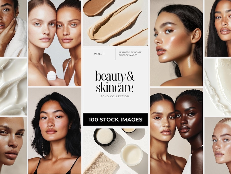 Diverse Skincare Stock Photos, Natural Beauty Portraits, Aesthetic Editorial Stock Images for Instagram, Beauty Salon & Esthetician Branding imagen 1