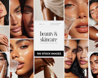 Skincare Stock Photos, 100 AI Aesthetic Beauty Images, Esthetician Medspa & Beauty Salon Branding, Skin Care Instagram Marketing Templates