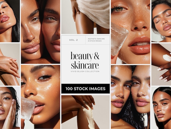 Skincare Stock Photos, 100 AI Aesthetic Beauty Images, Esthetician Medspa & Beauty Salon Branding, Skin Care Instagram Marketing Templates