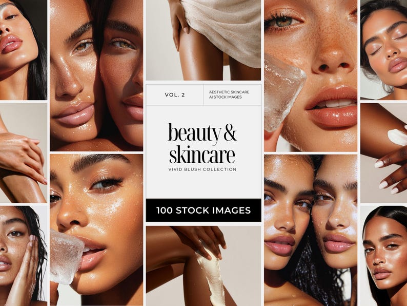 Skincare Stock Photos, 100 AI Aesthetic Beauty Images, Esthetician Medspa & Beauty Salon Branding, Skin Care Instagram Marketing Templates image 1