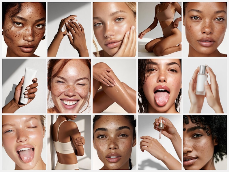 Natural Beauty Stock Photos, Editorial Diverse Skincare Portrait Images for Social Media Skin Care Beauty Salon Med Spa Esthetician, MRR PLR image 7