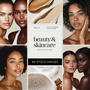 Aesthetic Skincare Stock Photos, Esthetician Social Media, Beauty Instagram Templates, Diverse Women Stock Images, AI Beauty Stock Images