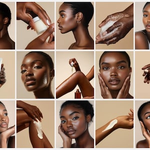 Melanin Skincare Stock Photos, Aesthetic Melanin Beauty Skin Care Stock Images for Esthetician Beauty Salon Social Media & Branding image 4