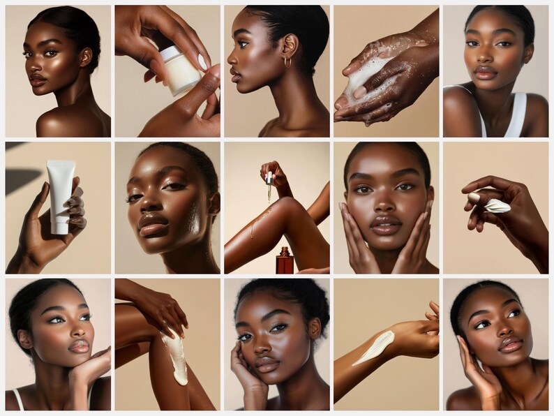 Melanin Skincare Stock Photos, Aesthetic Melanin Beauty Skin Care Stock Images for Esthetician Beauty Salon Social Media & Branding image 4