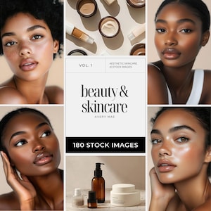 Melanin Skincare Stock Photos, Aesthetic Melanin Beauty Skin Care Stock Images for Esthetician Beauty Salon Social Media & Branding image 1
