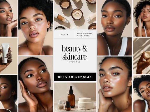 Melanin Skincare Stock Photos, Aesthetic Melanin Beauty Skin Care Stock Images for Esthetician Beauty Salon Social Media & Branding