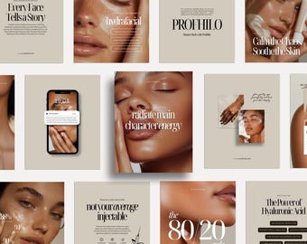 Esthetician Instagram Templates: Skincare Social Media Canva Bundle (150 Posts & 150 Stories)